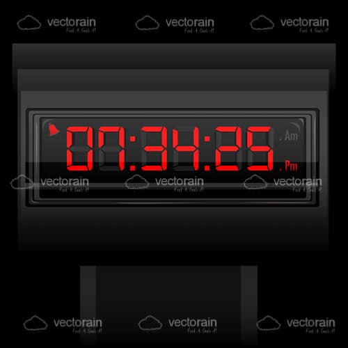 Digital Clock with Red Glowing Numbers